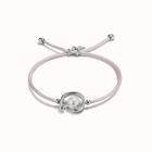Pulsera de hilo lila con perla shell fornitura ba&ntilde;ada en plata de ley